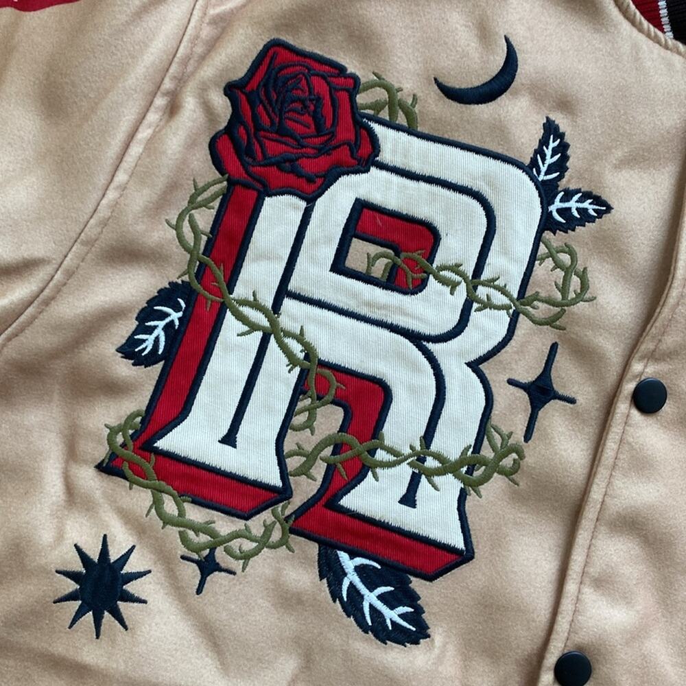 Reason Tan Bomber Jacket with Red and Black Accents - Picture 3 of 11